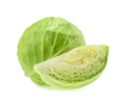 green cabbage isolated on white background