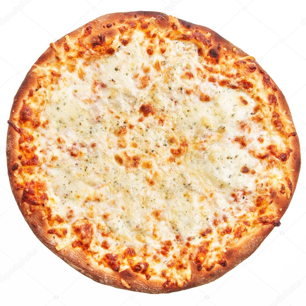 depositphotos 542234694 stock photo single italian cheese pizza white